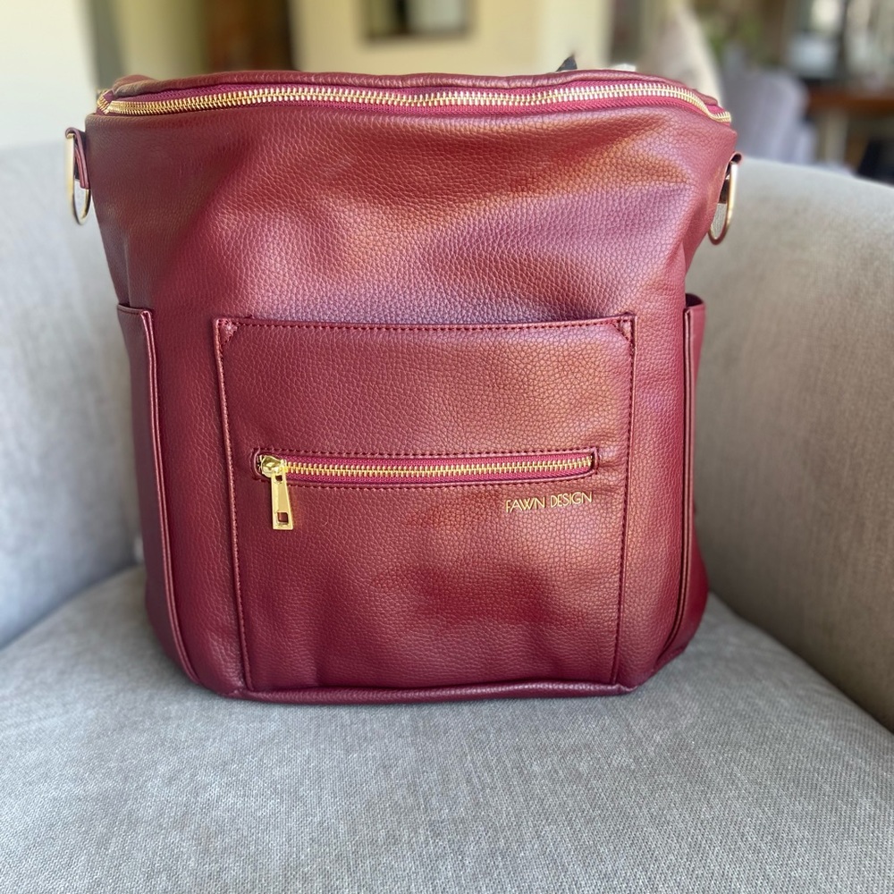 Fawn Design The Original Diaper Bag, Burgundy, Like New